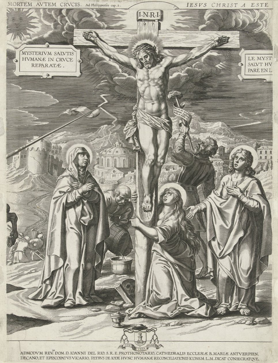 Kristuksen ristiinnaulitseminen, keskiosa tekijältä Pieter de Jode (I)