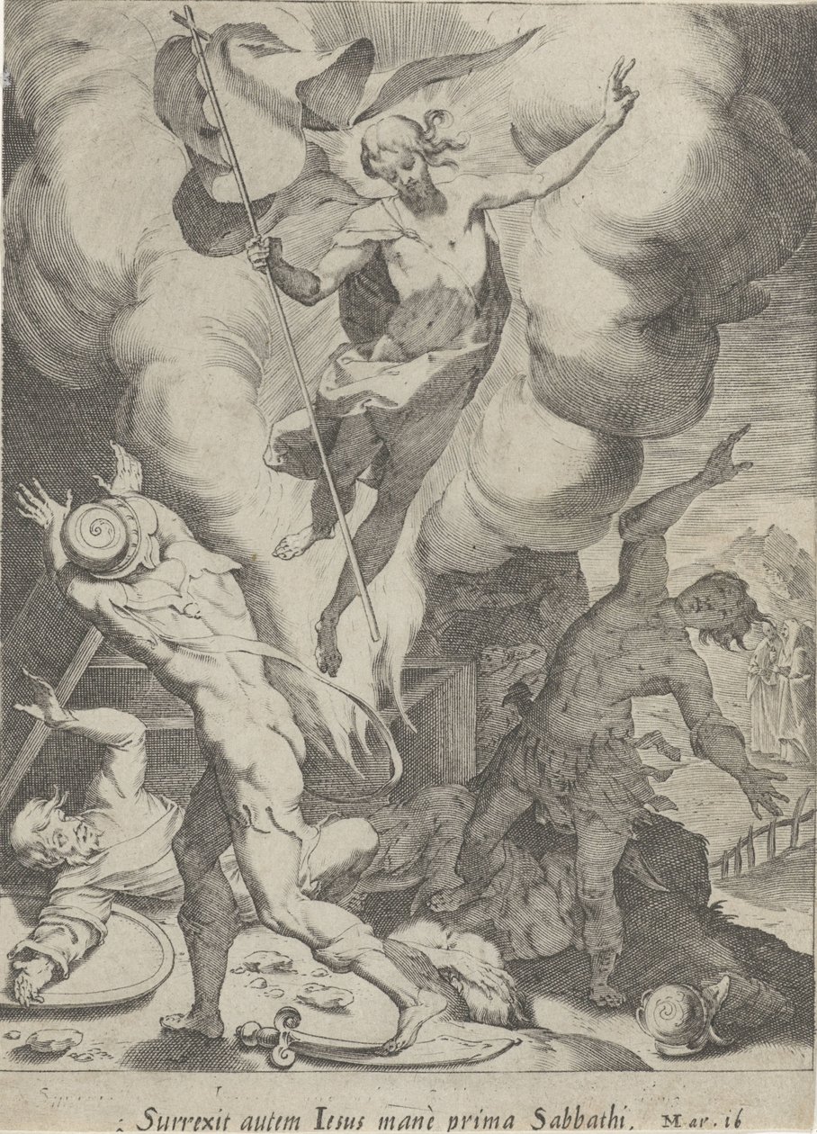 Seisomassa van Christus Passie van Christus (sarjan nimi) Passion and Resurrection (sarjan nimi) tekijältä Pieter de Jode (I)