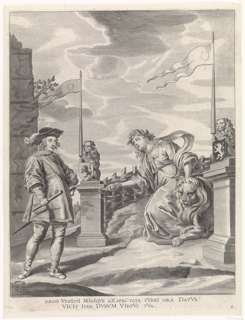 Ferdinand saa kaupungin avaimet Gentin kaupungin neitsyeltä Cardinal-Infantin iloinen tulo Gentiin, 1635 (sarjan nimi) tekijältä Pieter de Jode (II)