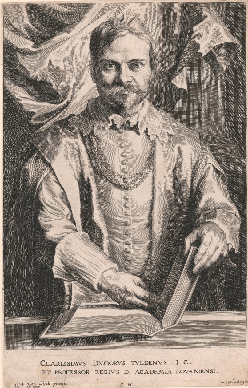 Kuuluisa Diodorus Tuldenus I.C. ja Louvainin akatemian kuninkaallinen professori tekijältä Pieter de Jode