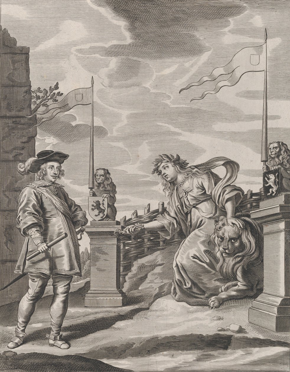 Levy 6: Ferdinand vastaanottamassa Gentin kaupungin avaimet Guillielmus Becanuksen teoksesta "Se...", 1636. tekijältä Pieter de Jode II