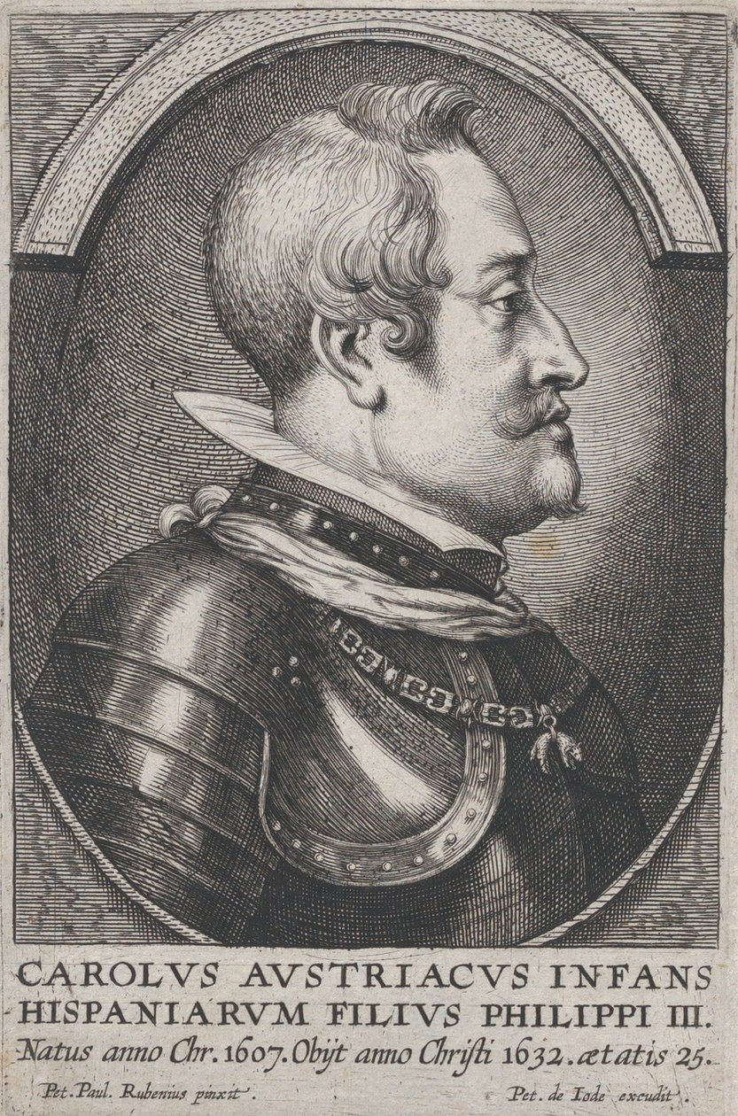 Itävallan Kaarle, Espanjan Infanten muotokuva profiilissa oikealla, n. 1650. tekijältä Pieter de Jode II