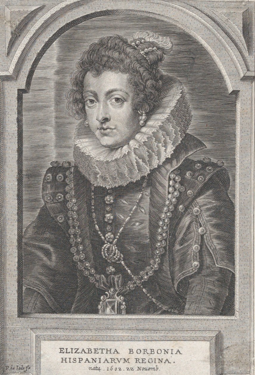 Espanjan kuningattaren Elisabeth of Bourbon muotokuva, n. 1632-44. tekijältä Pieter de Jode II