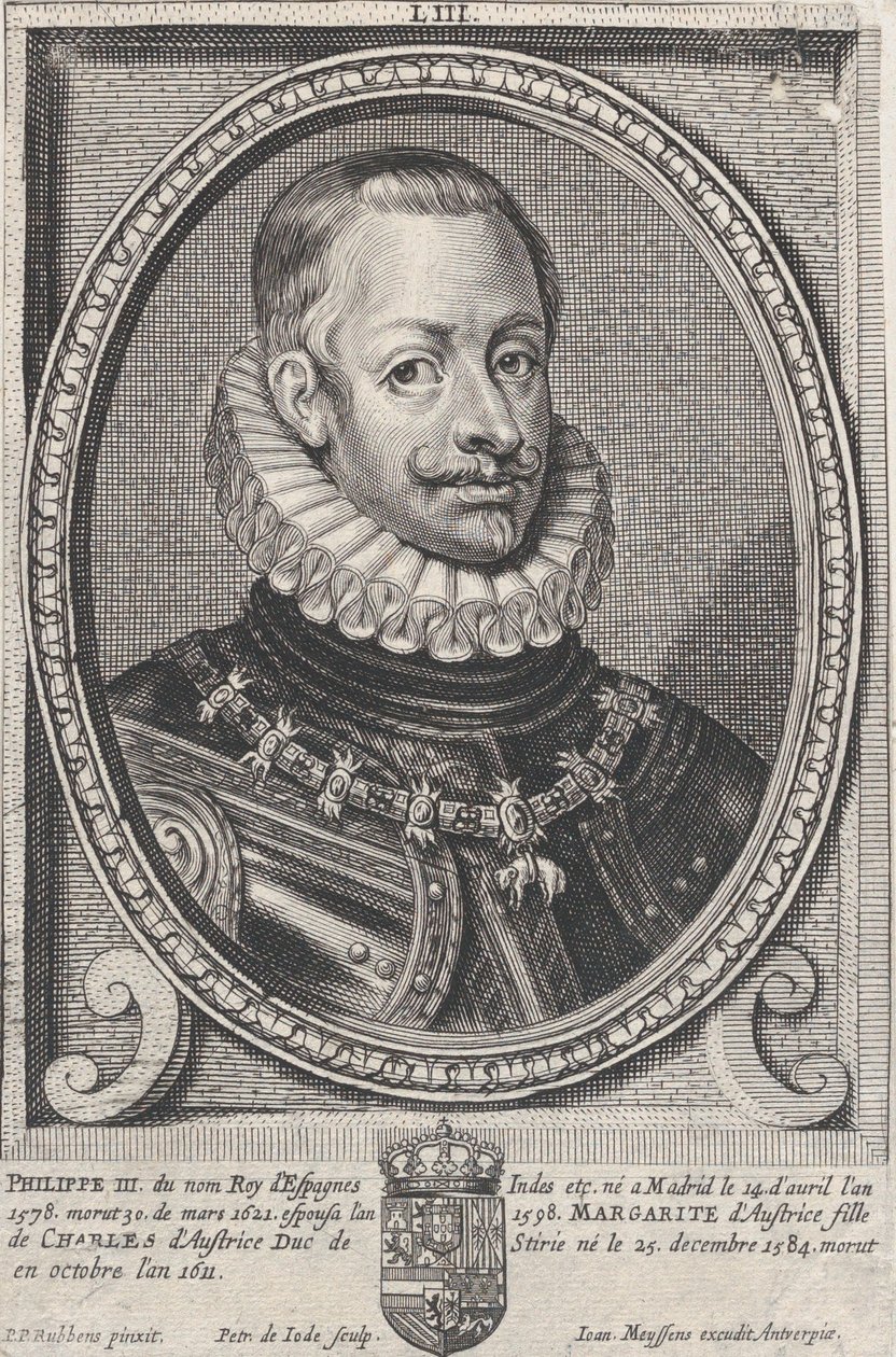 Espanjan kuninkaan Philip III:n muotokuva, n. 1650. tekijältä Pieter de Jode II