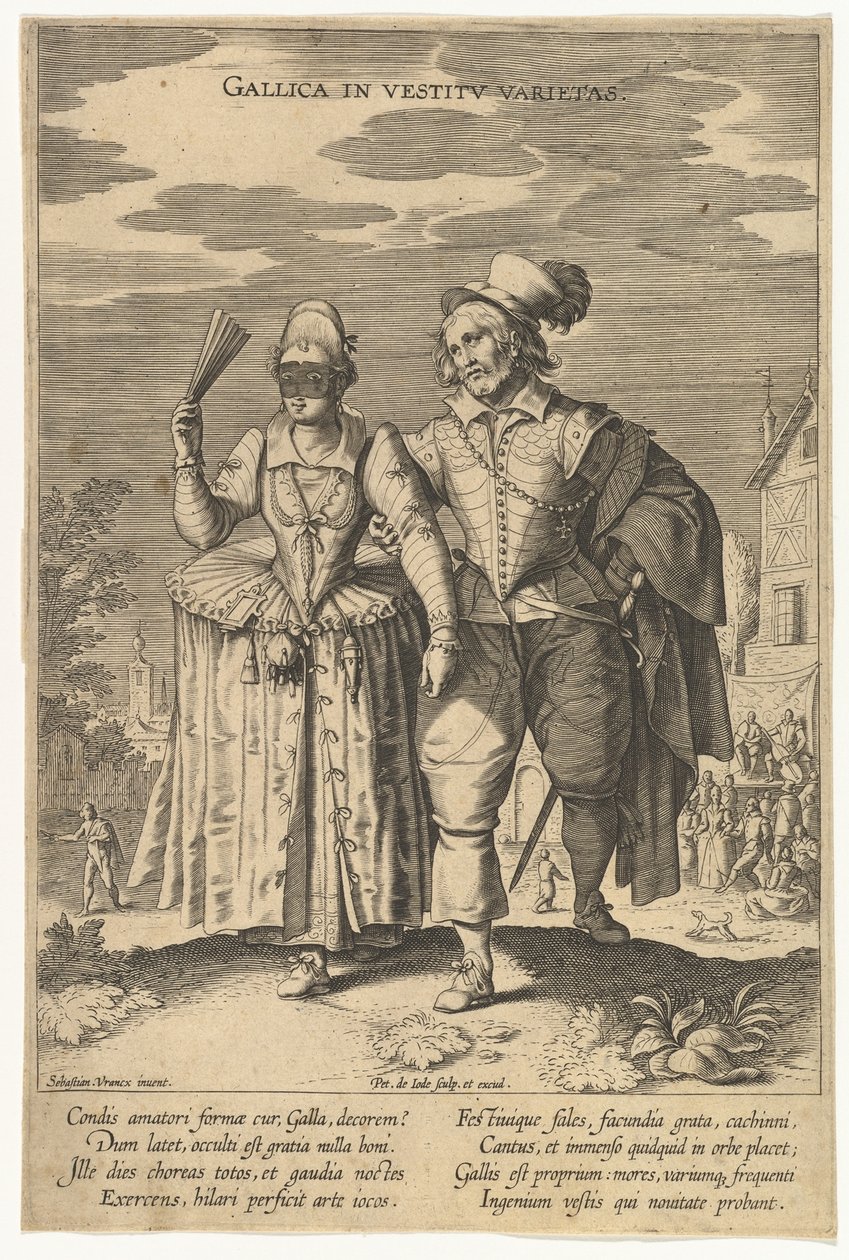 Gallica in Vestitu Varietas, Fashions of Different Nations.n.d. tekijältä Pieter de Jode I