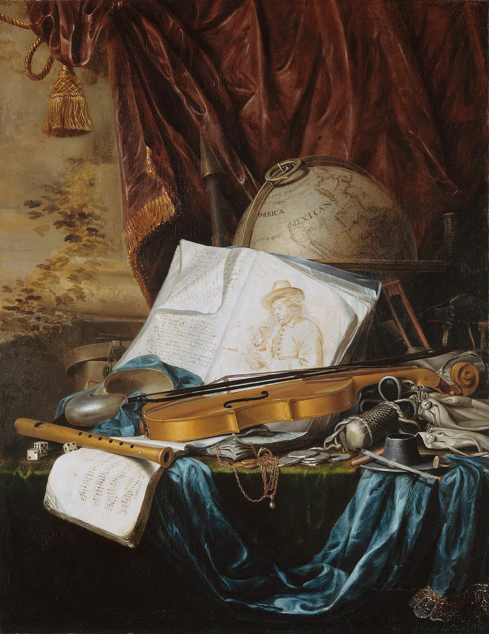 Asetelma soittimien kanssa, 1650. tekijältä Pieter de Ring