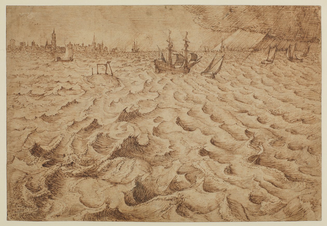 Myrsky Schelde-joella ja näkymät Antwerpeniin, 1562 - 1563 tekijältä Pieter Bruegel the Elder