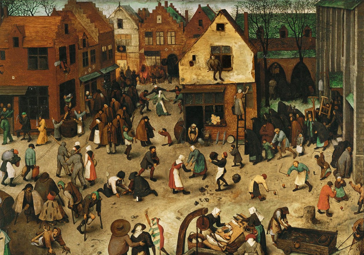 Karnevaalin ja paastonajan välinen taistelu ... (öljy tammipuulle) tekijältä Pieter the Elder Bruegel