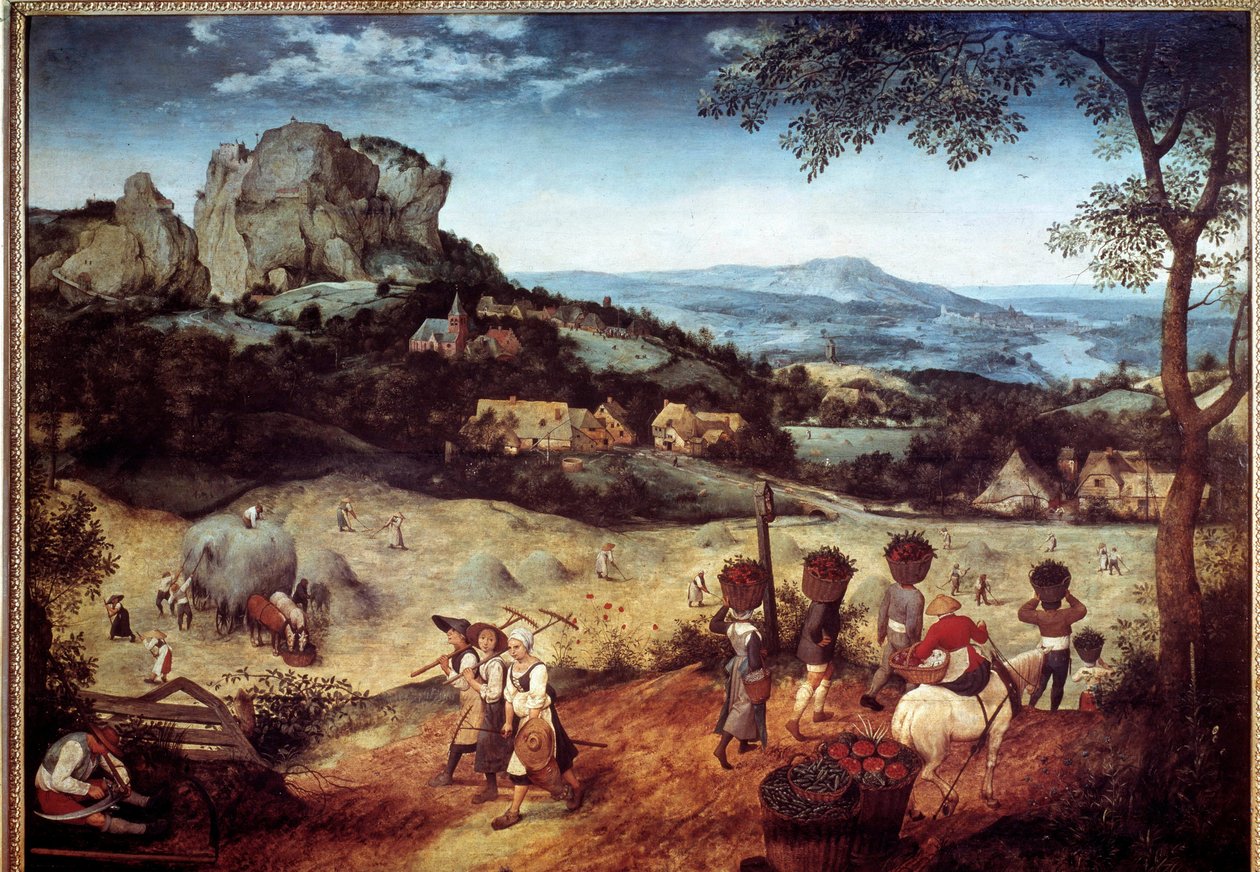 Pieter Bruegel (tai Breugel tai Brueghel tai Breughel) vanhin (1525-1569) 1500-luvun Praha, Kansallisgalleria, Heinän muistomaalaus tekijältä Pieter Bruegel the Elder