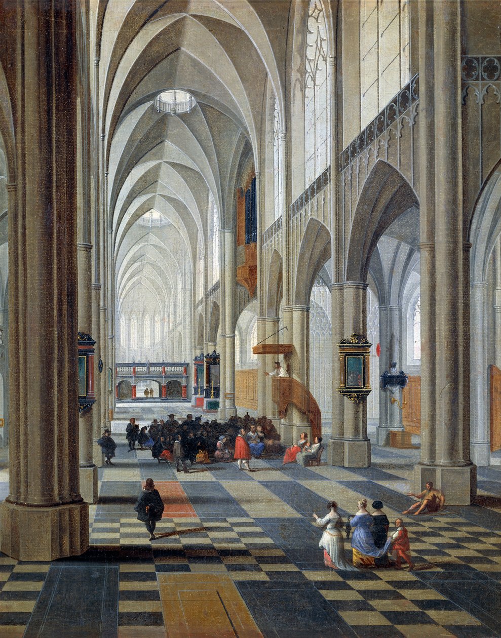 Antwerpenin katedraalin sisustus, Peeter Neefs Elder (noin 1578-1656-1661), yksityiskohta tekijältä Pieter the Elder Neefs