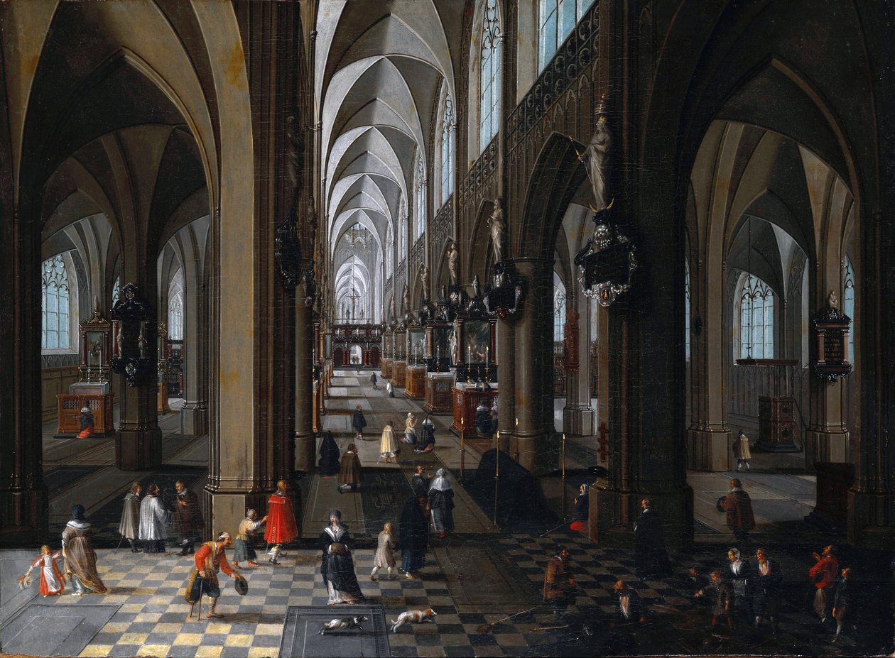 ""Antwerpenin katedraalin sisäkuva"" Pieter Neefs vanhimman (tai vanhemman) maalaus (1578-1661) 1651 Indianapolisin taidemuseo Indiana Yhdysvallat tekijältä Pieter the Elder Neefs