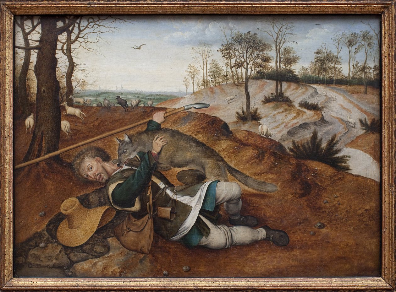 Hyvä pastori. Pieter Brueghel II:n (1564-1638) maalaus, öljy puulle tekijältä Pieter the Younger Brueghel