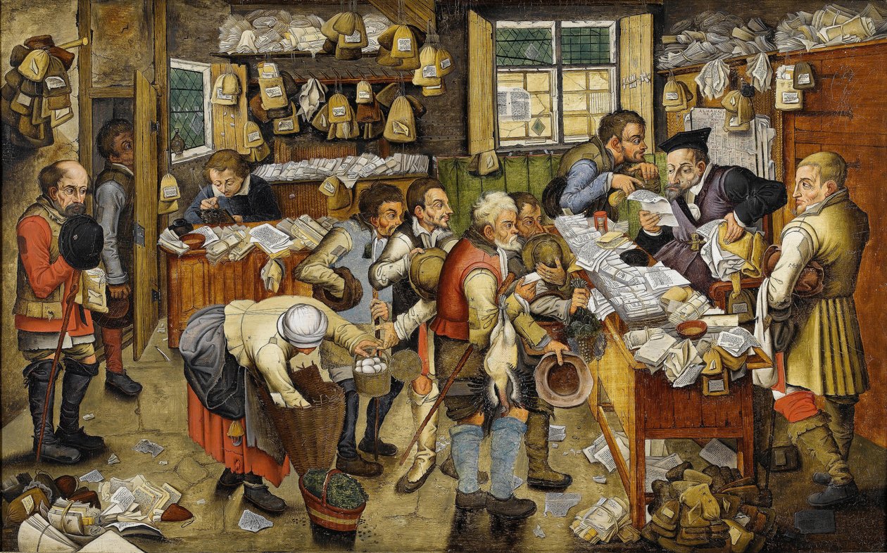 Le Payment de la dime - Kymmenysten maksaminen (tunnetaan nimellä Village Lawyer) - Pieter Brueghel nuoremman maalaus (Le jeune ou Brueghel d