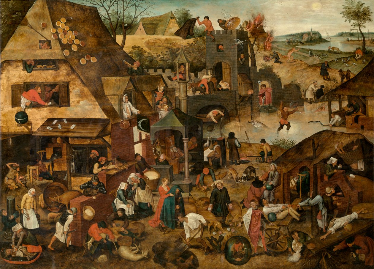 Sananlaskut (öljy) tekijältä Pieter the Younger Brueghel
