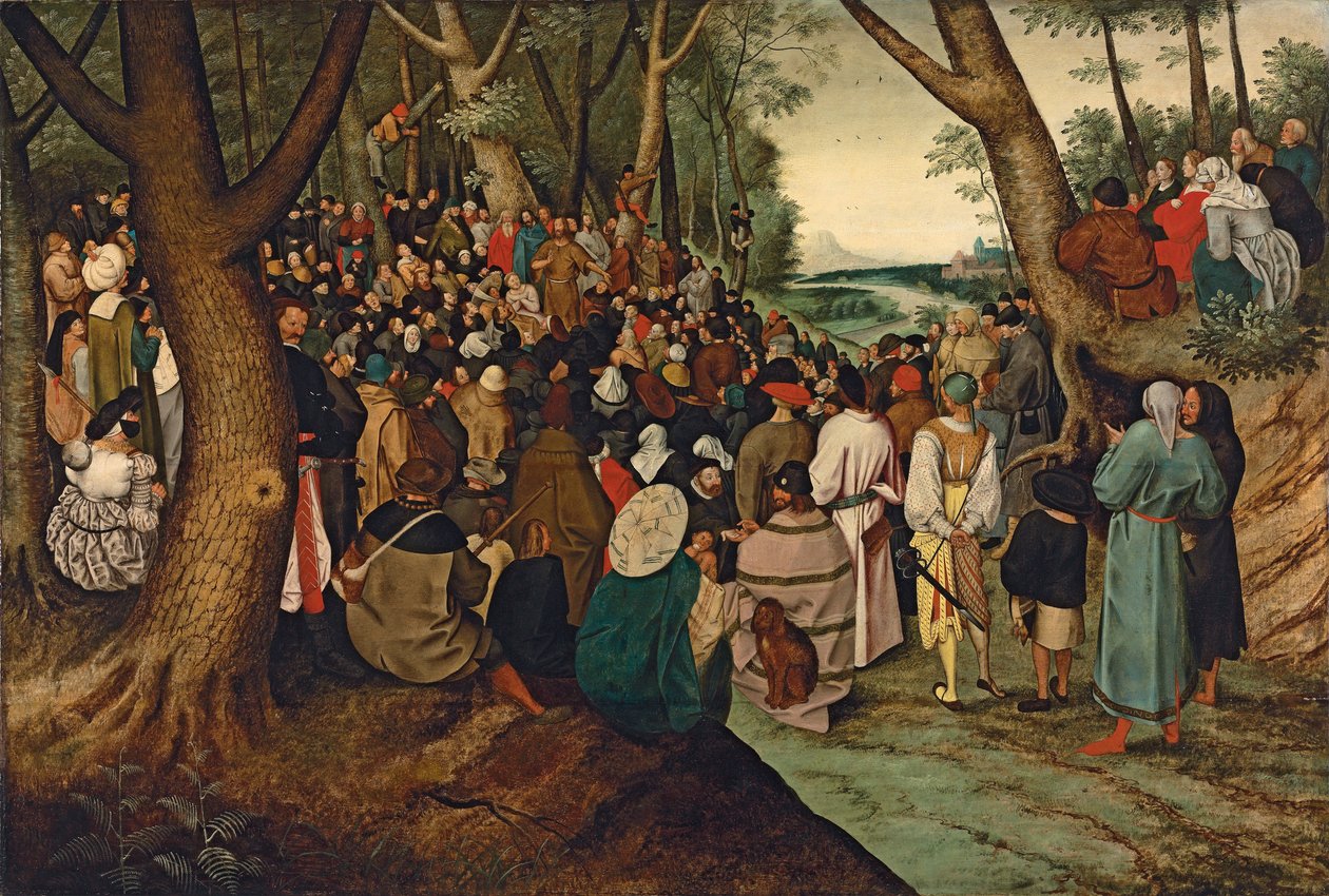 Pyhä Johannes Kastaja saarnaamassa kansalle tekijältä Pieter Brueghel the Younger