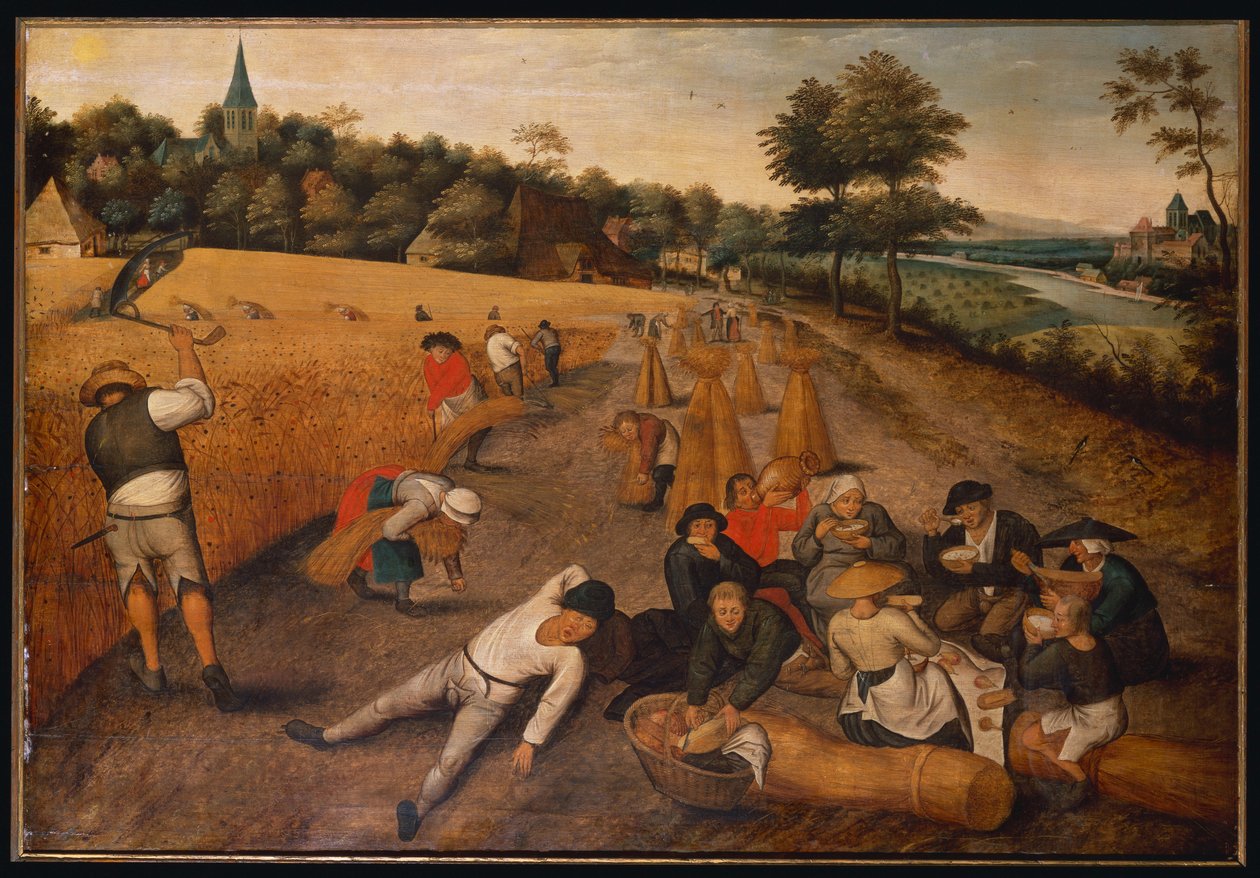 Kesä: Harvesterit työskentelevät ja syövät viljapellolla, 1624 tekijältä Pieter Brueghel the Younger