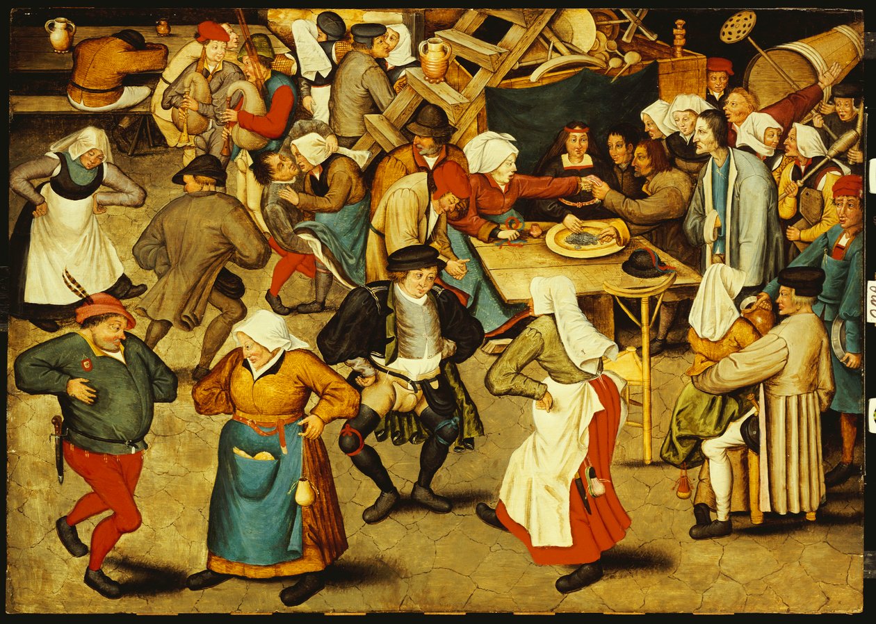 Häätanssi sisätiloissa tekijältä Pieter Brueghel the Younger