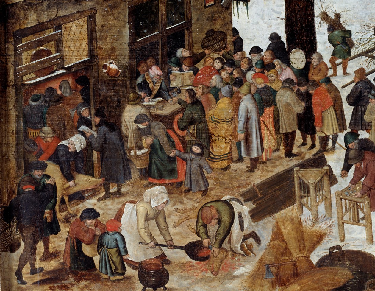 Maksu penniäkään tai Deombrement on Bethlehem Detail. Pieter le Jeune dit Brueghel d