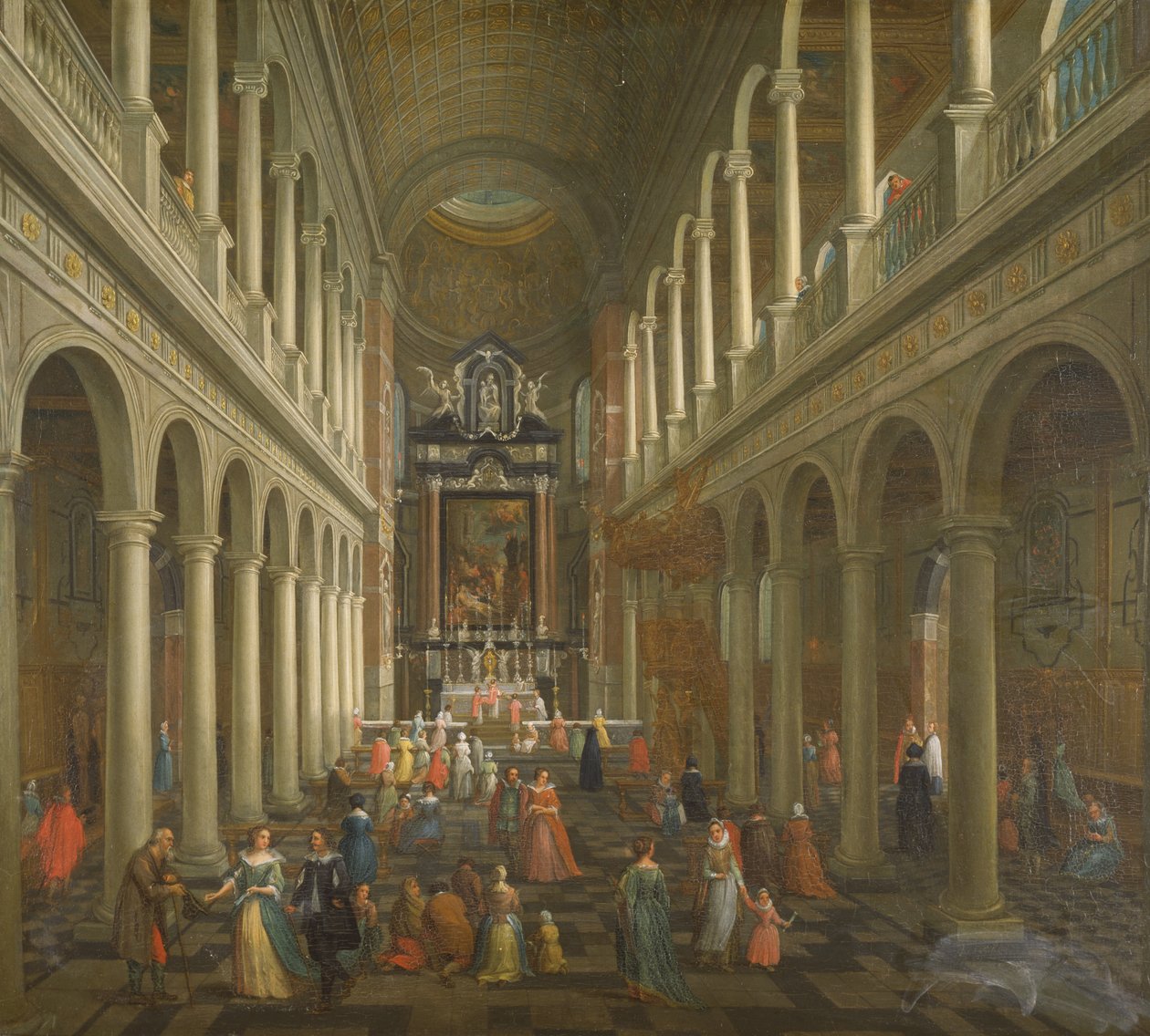 Antwerpenin jesuiittakirkon sisustus (öljy kankaalle) tekijältä Pieter the Younger Neefs