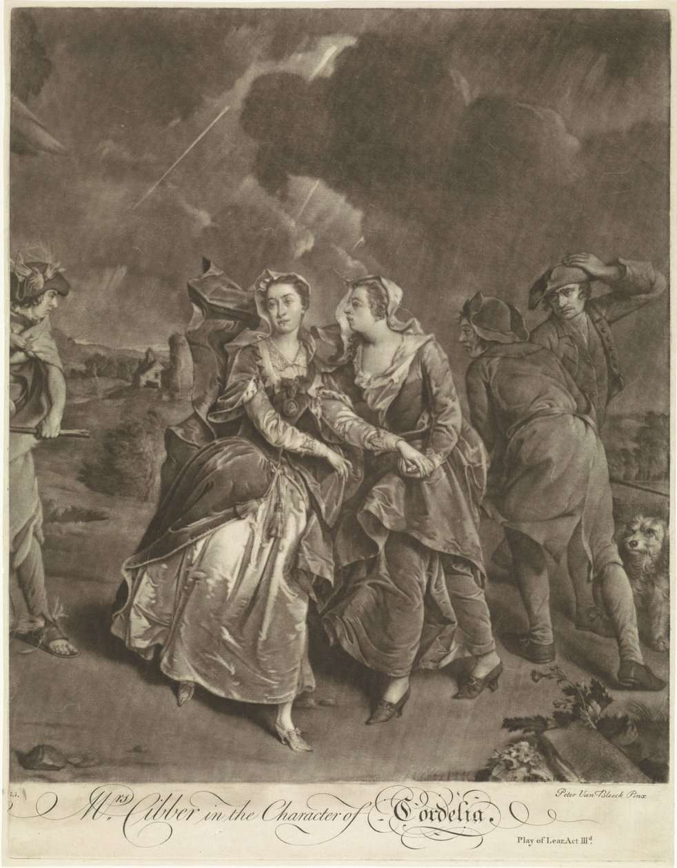 Näyttelijä Susannah Maria Cibber Cordeliana tekijältä Pieter van Bleeck