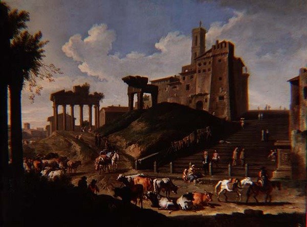 Capriccio näkymä Campo Vacchinolle tekijältä Pieter van Bloemen