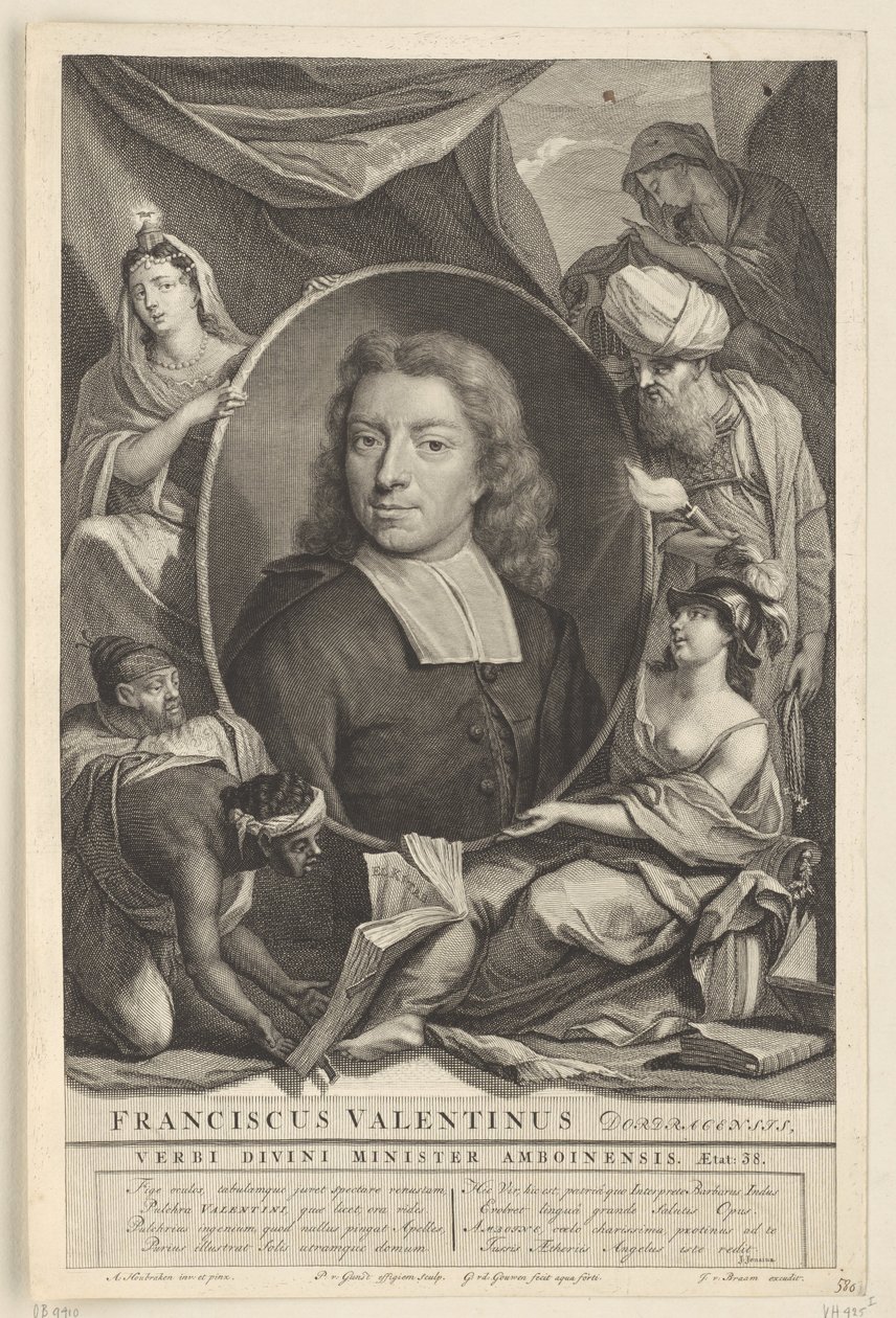 François Valentijnin muotokuva Franciscus Valentinus (otsikko esineessä) tekijältä Pieter van Gunst