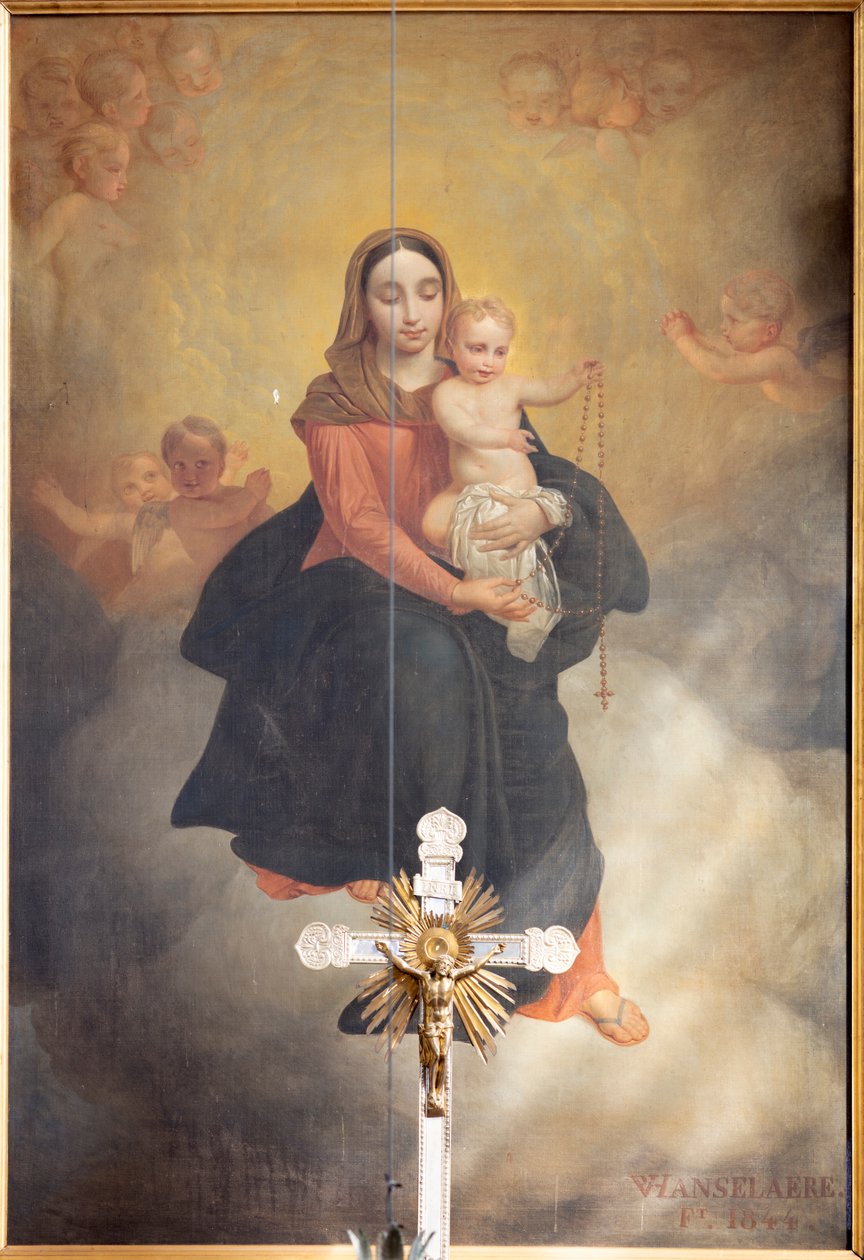 Vista interna, pintura "Nossa Senhora com Menino com Rosário", retábulo no altar-mor de Pierre Van Hanselaerefinnish tekijältä Pieter van Hanselaere