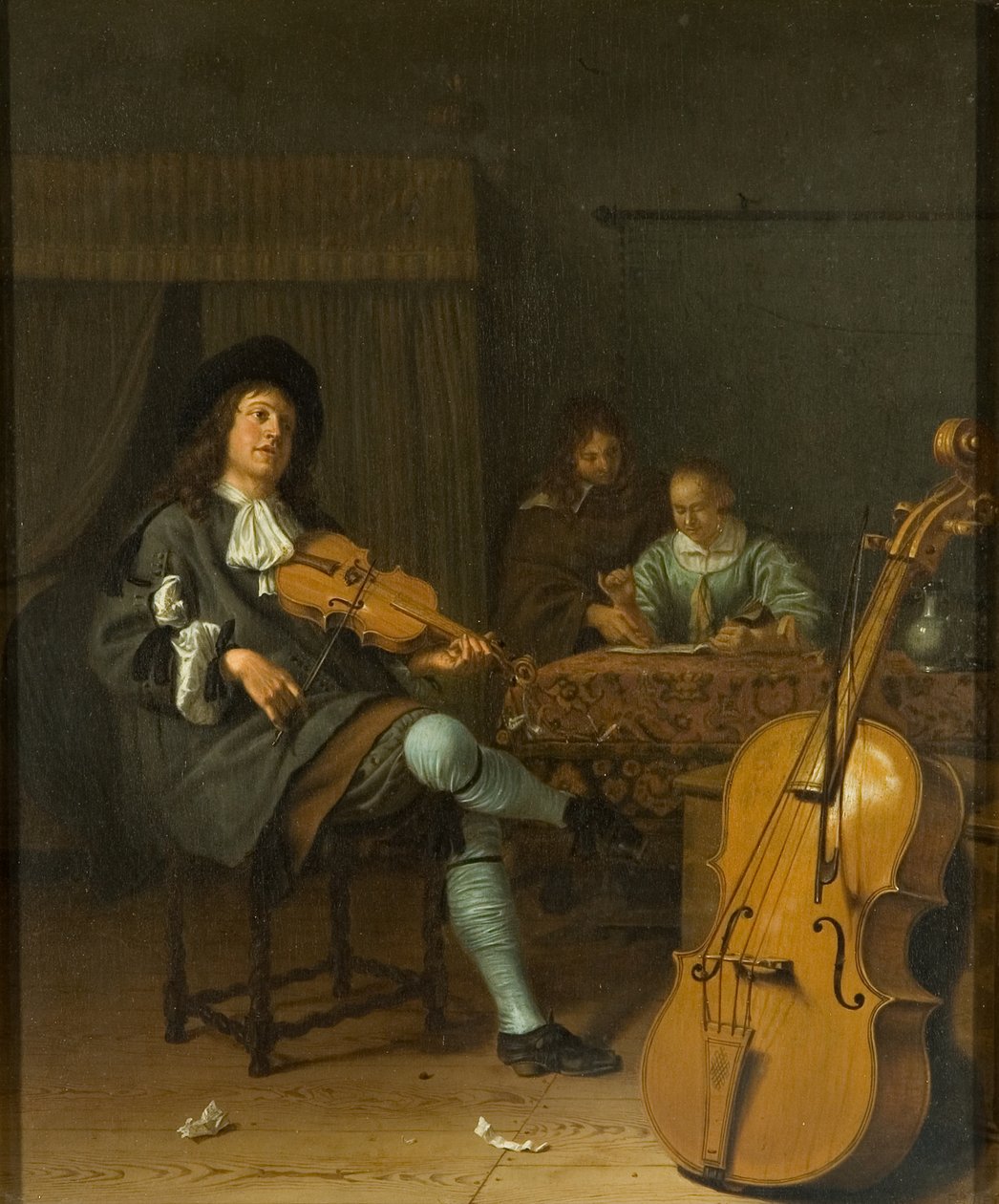 Musiikkijuhlat, n. 1675 (öljy paneelille) tekijältä Pieter van Slingelandt
