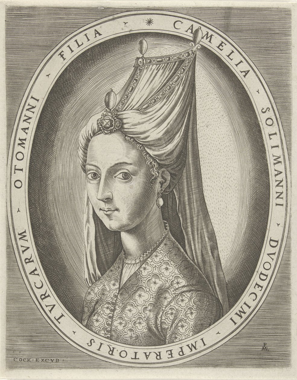 Suleyman I Suuren tyttären Amalian muotokuva Hallittajien muotokuvia (sarjan nimi) tekijältä Pieter van der Heyden