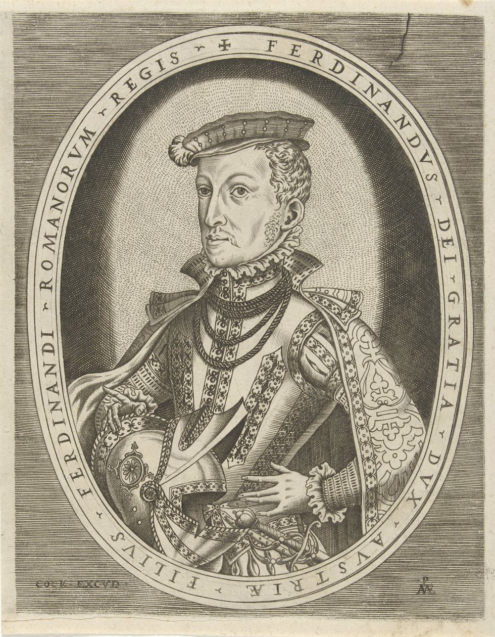 Ferdinand II Tirolilaisen muotokuva Hallittajien muotokuvia (sarjan nimi) tekijältä Pieter van der Heyden