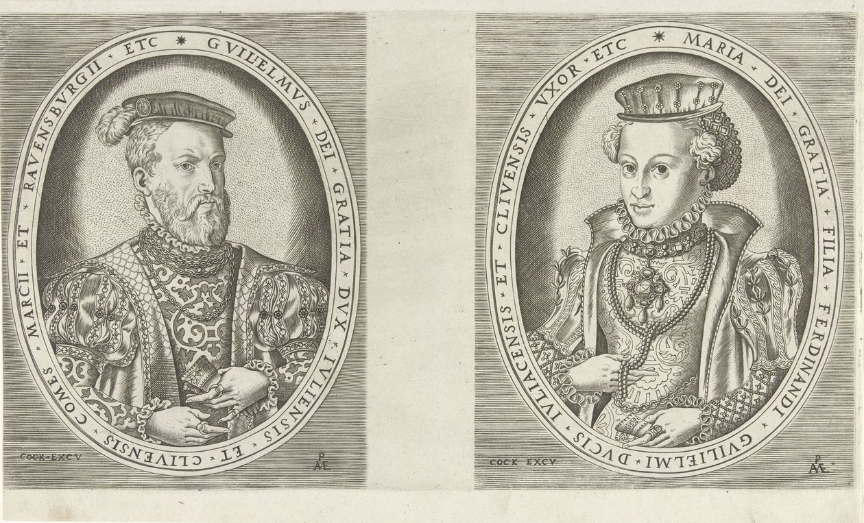 Gelren herttua William II:n ja Gelren herttuatar Itävallan Marian muotokuvia Hallittajien muotokuvia (sarjan nimi) tekijältä Pieter van der Heyden