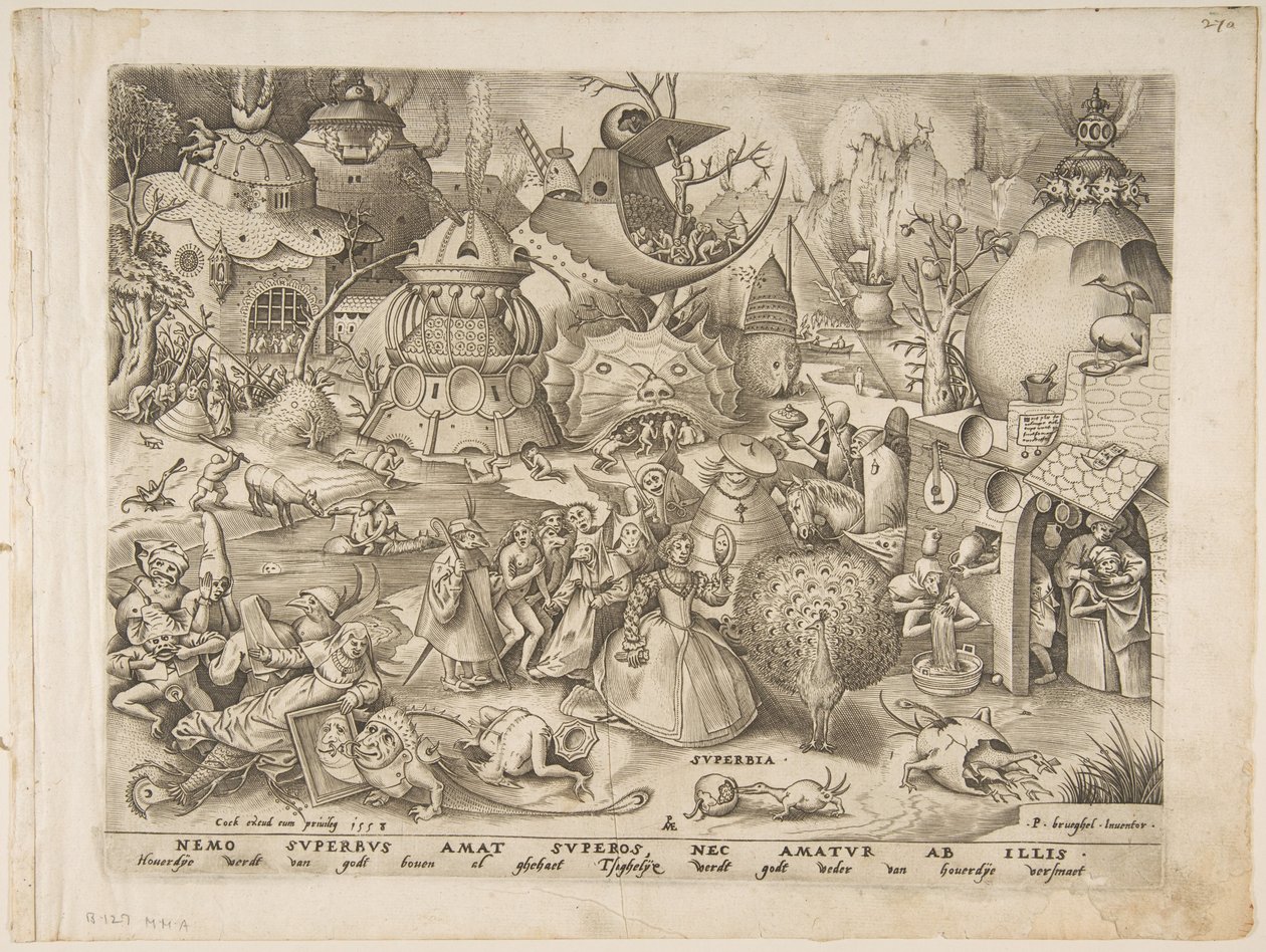 Pride Superbia Seitsemän kuolemansyntiä, 1558. tekijältä Pieter van der Heyden