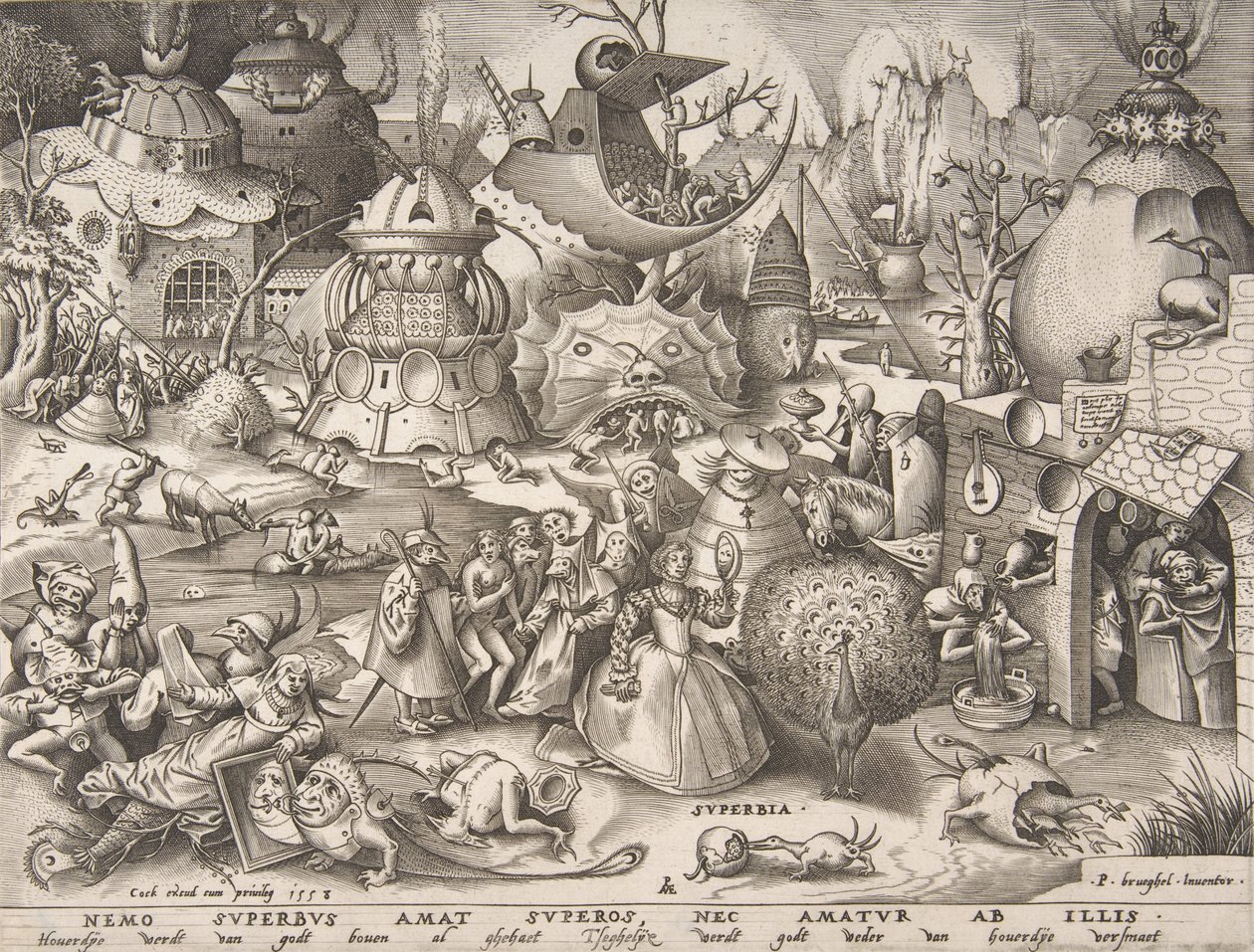 Pride Superbia, sarjasta The Seven Deadly Sins, 1558. tekijältä Pieter van der Heyden