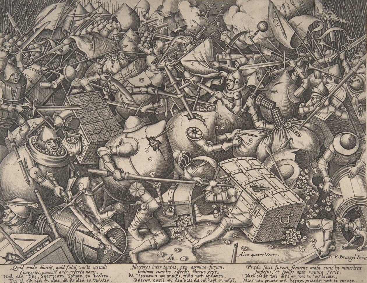 Taistelu rahasta, vuoden 1570 jälkeen. tekijältä Pieter van der Heyden