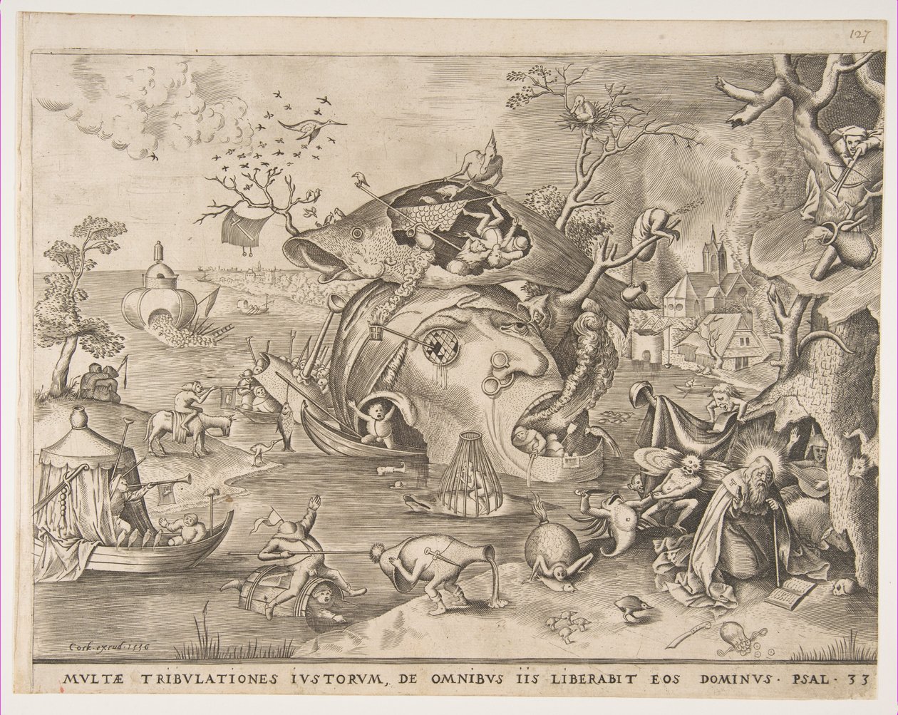 Pyhän Antoniuksen kiusaus, 1556. tekijältä Pieter van der Heyden