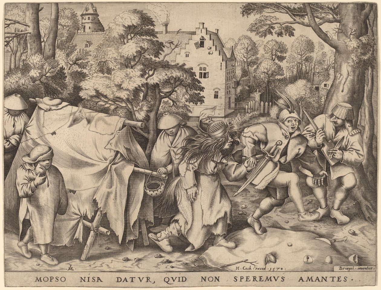 Mopsuksen ja Nisan häät tekijältä Pieter van der Heyden after Pieter Bruegel the Elder