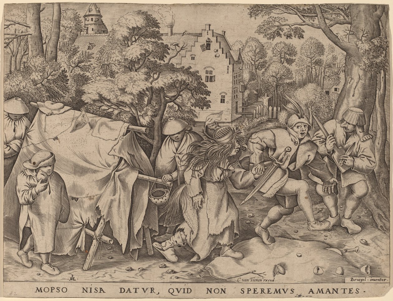 Mopsuksen ja Nisan häät tekijältä Pieter van der Heyden after Pieter Bruegel the Elder