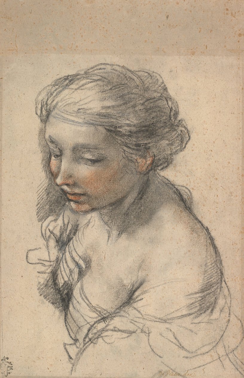 Nuoren naisen rintakuva kääntyi vasemmalle, 1637 tekijältä Pietro da Cortona