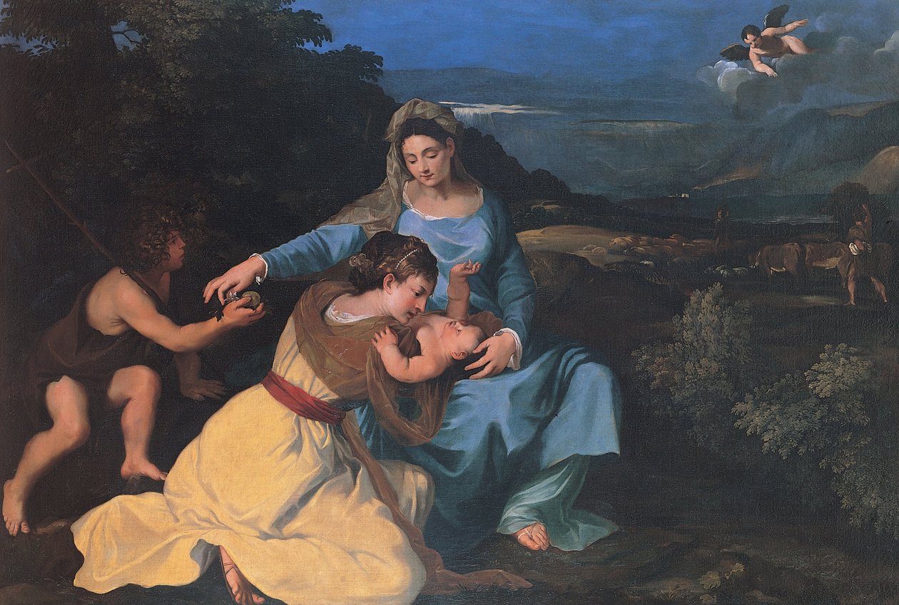 Madonna lapsen kanssa, pyhä Katariina ja pyhä Johannes tekijältä Pietro da Cortona