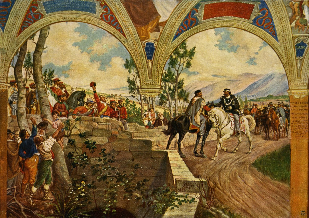 Giuseppe Garibaldi ja Italian kuningas Victor Emanuel II - tekijältä Pietro Aldi