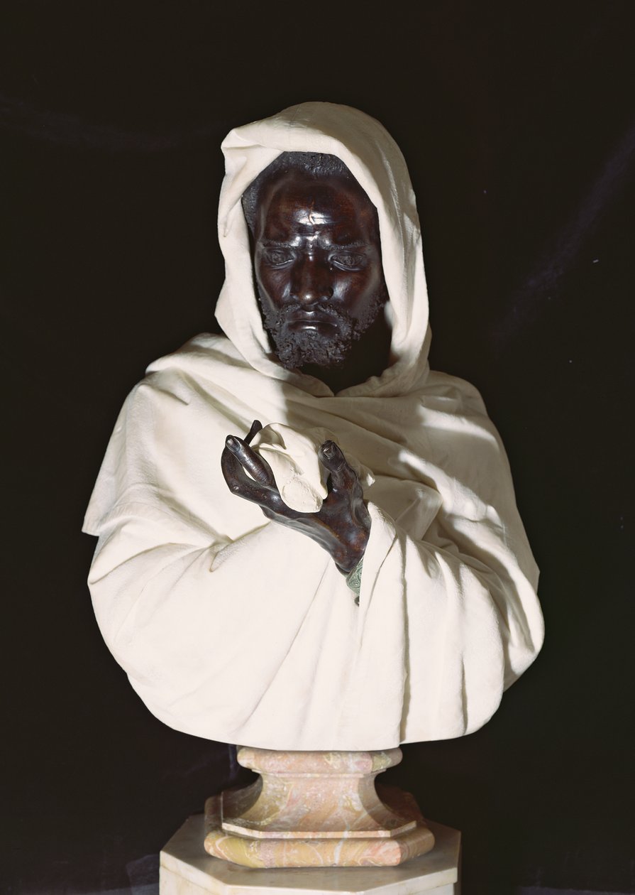 Othello, 1872 (pronssi ja valkoinen marmori onyx-sokalla) tekijältä Pietro Calvi