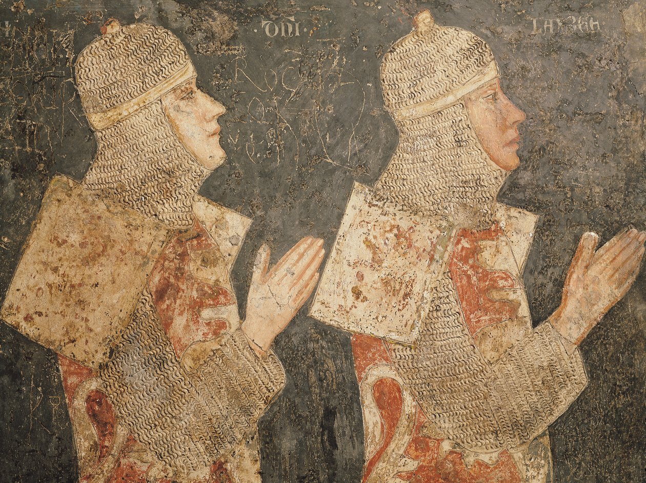 Kaksi Minutolo-perheen ristiretkeläistä Cappella Minutolosta tekijältä Pietro Cavallini