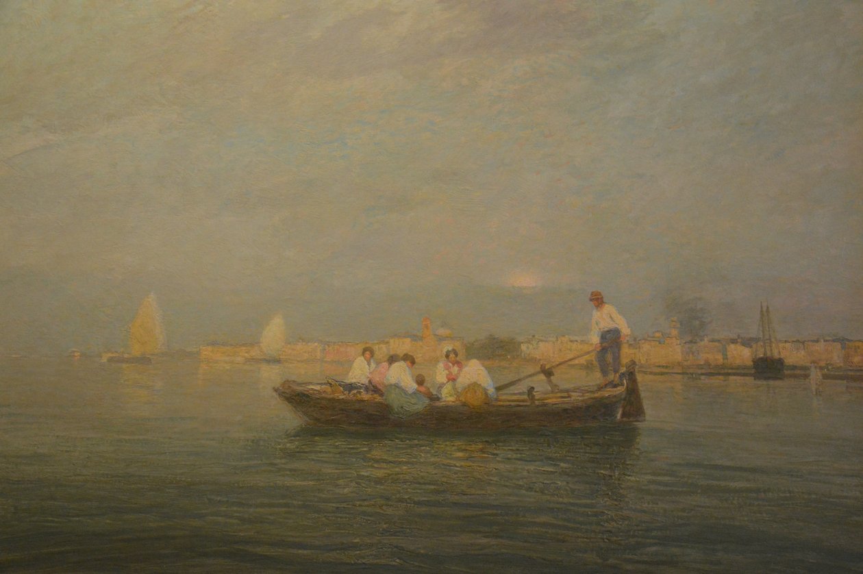 Pietro Fragiacomo 1914 maalaus, Il Traghetto (Lautta) tekijältä Pietro Fragiacomo