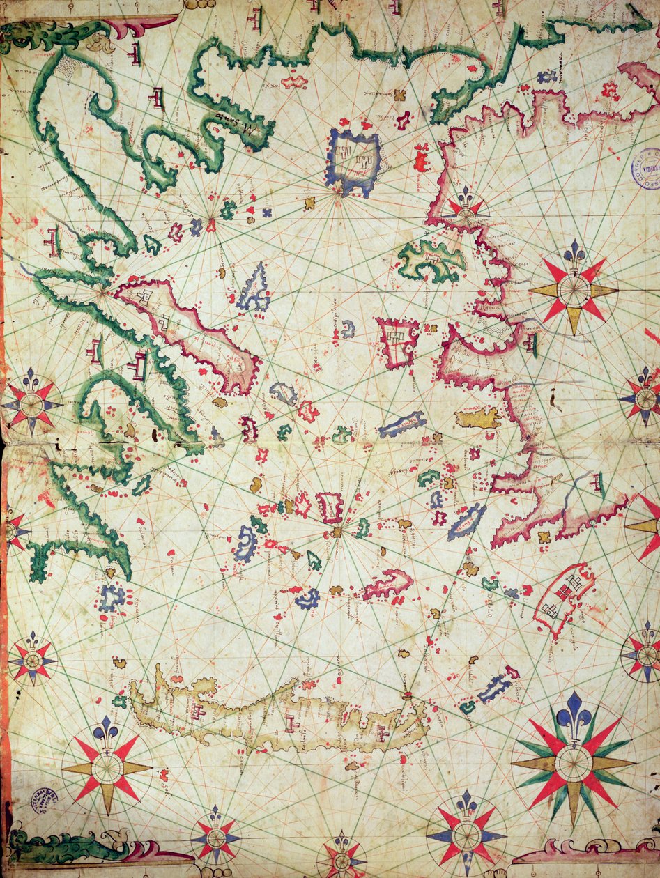 Egeanmeri, merenkulkukartasta, 1651 (muste vellum) (katso myös 330926-330927) tekijältä Pietro Giovanni Prunes