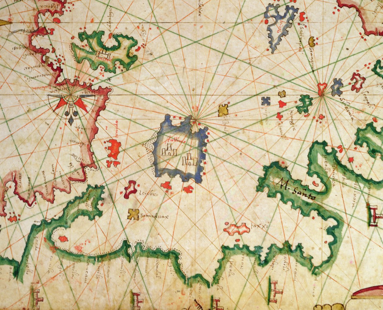 Lemnoksen saari, merenkulkukartasta, 1651 (muste vellum) (yksityiskohta 330925) tekijältä Pietro Giovanni Prunes