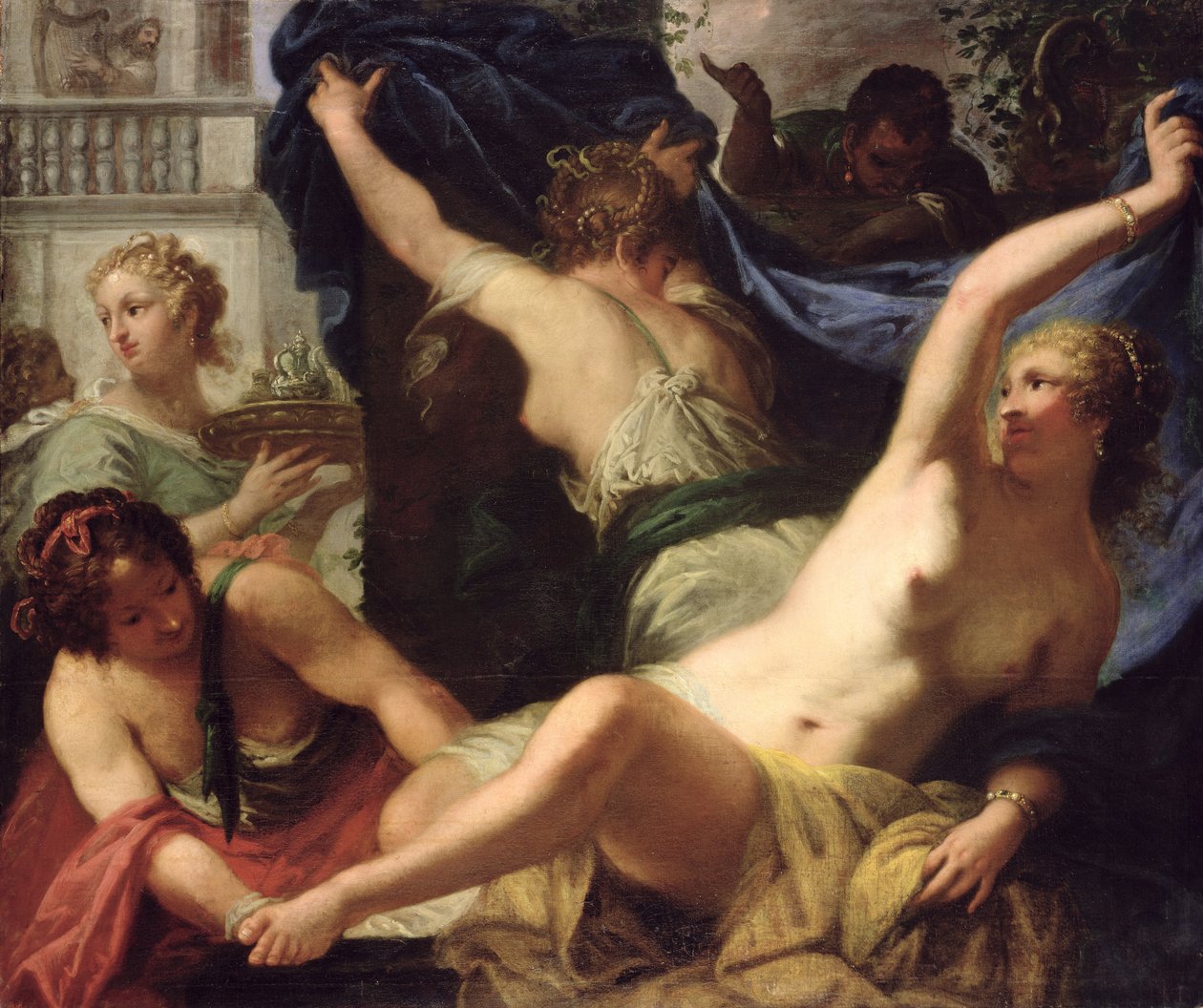 Bathsheban kylpeminen, 1655-70 tekijältä Pietro Liberi