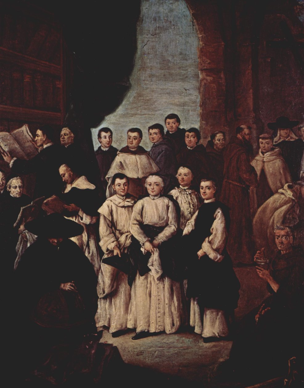 Gruppenbild von venezianischen Mönchen, Kanonikern und Mitglieder venezianischer Bruderschaften tekijältä Pietro Longhi