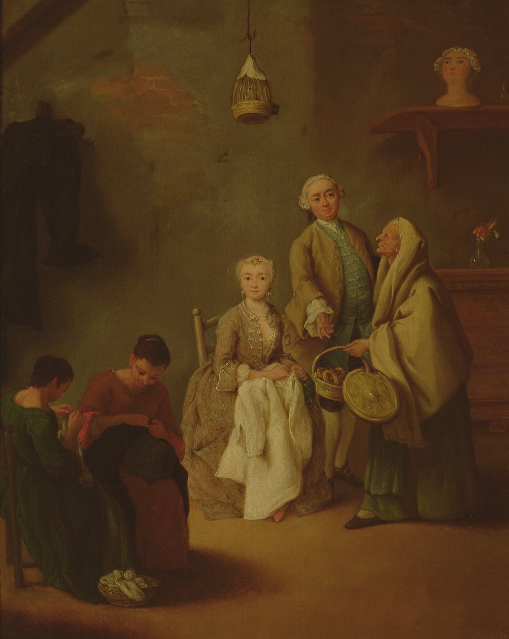 Naisten ompelu tekijältä Pietro Longhi