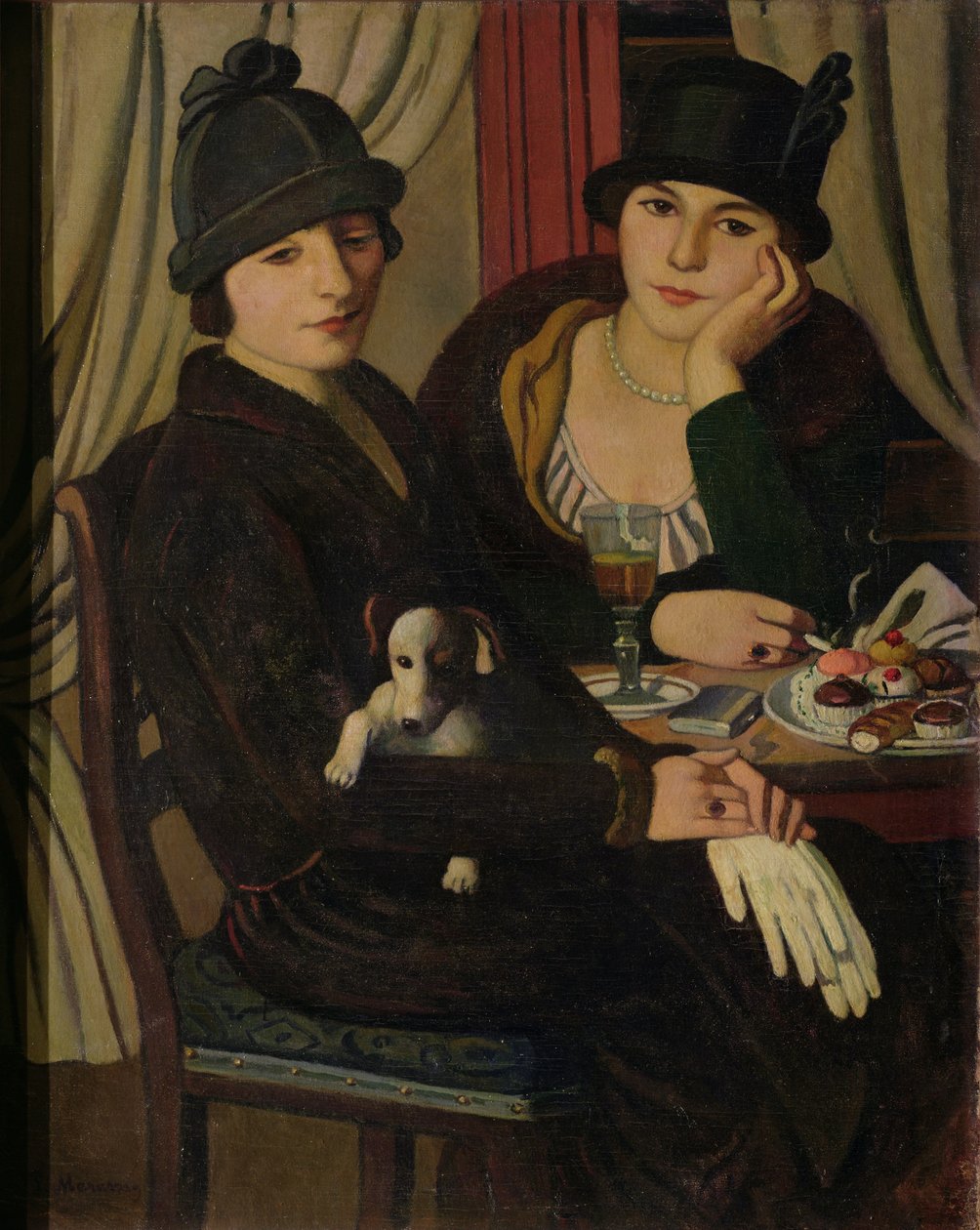 Naiset kahvilassa, n. 1924 tekijältä Pietro Marussig