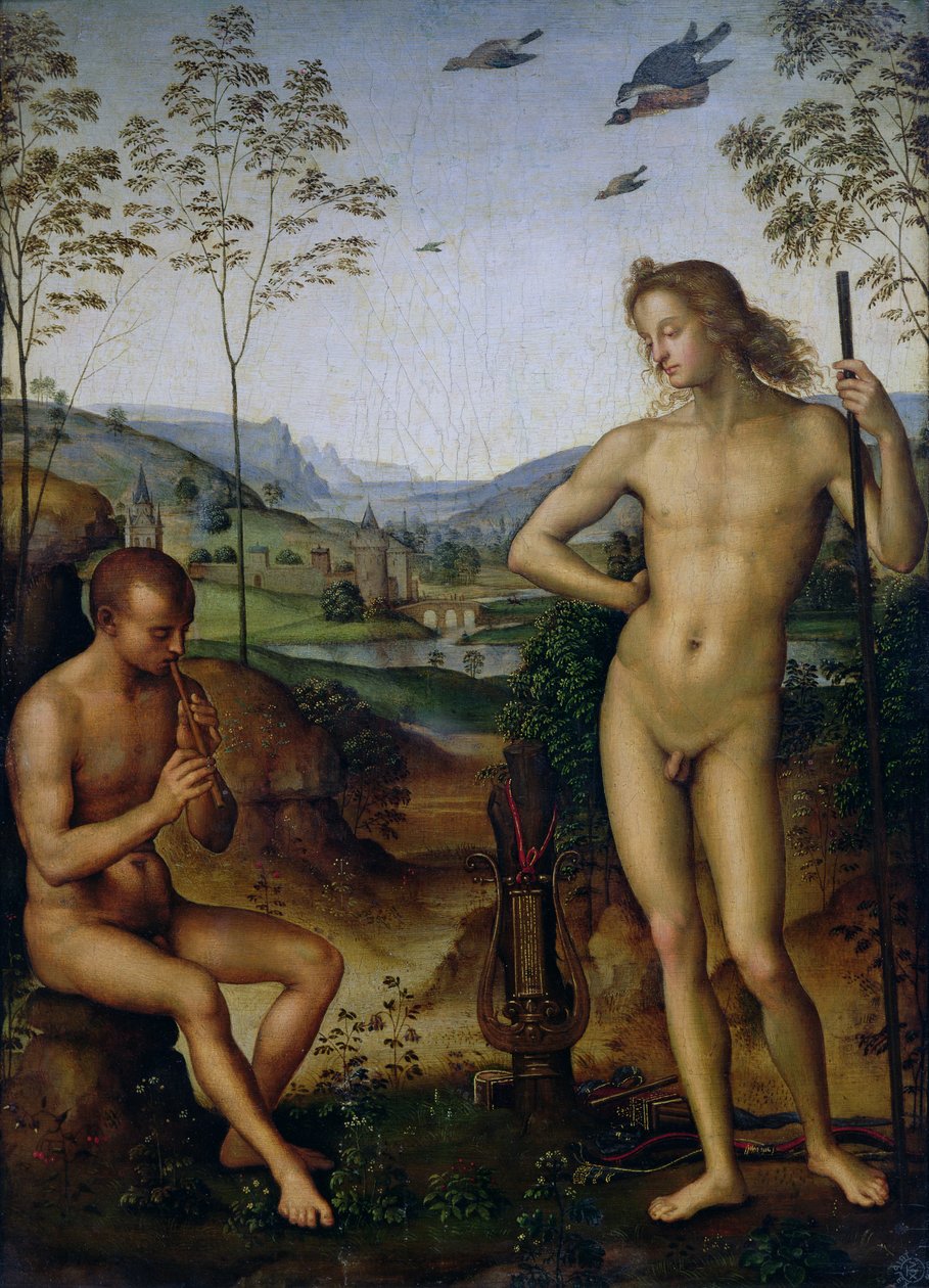 Apollo ja paimen Daphnis, n. 1490-1500 tekijältä Pietro Perugino